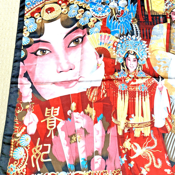 Asian Emperor Empress Scarf large silky feel square wrap modern colorful satin - Picture 2 of 8